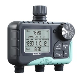 RAINPOINT Irrigation Computer, 3 Outputs, Large LCD Display, Garden Watering Timer, Automatic Watering Timer with Rain Delayed/Manual/Automatic Mode for Garden, Lawn