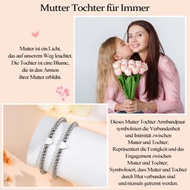 SUNSH 2/3 Pieces Mother Daughter Bracelet, Mother Daughter Gift, Back to School Gifts, Mother's Day Gift, Women's Bracelet, Mother Daughter Birthday/Back to School Gift, Heart Wish Set, Stainless