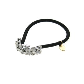 VingTAINE H7400 Bijou Curve Hair Elastic Pony Hook Hair Cuffs Cuff Pearl Stone Hair Accessory, silver/hair elastic