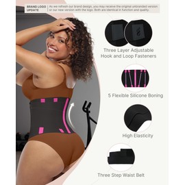 FeelinGirl Workout Waist Trainer Cincher Corset Postnatal Shaper Tummy Slimmer Plus Size for Women Rose Red XS