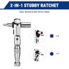 WORKPRO 1/4" Drive Stubby Ratchet, 2-In-1 Socket Wrench Flex Head