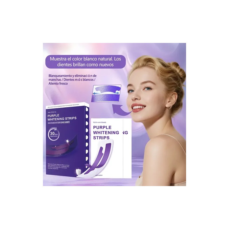Sktto Kit Blanqueamiento Dental 14pzs Tiras Moradas