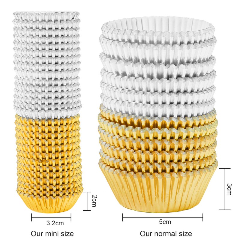 Elcoho 600 Pieces 1.25 Inch Mini Foil Metallic Cupcake Liners