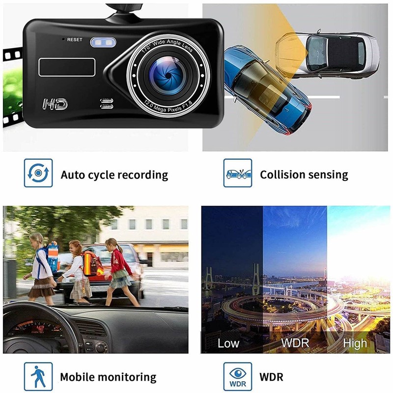 Dash Cam Front and Rear 1080P Full HD Dual Dash