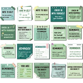 Motipuns 300 Pcs Mental Health Stickers Reminder Decals Laptop Water Bottle Positive Waterproof Stickers Psychology Affirmations Feelings Mental Health Decor for Adult(Green Series)