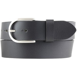 BELTINGER Women's belt made of full buffalo leather, 4 cm, jeans belt for women, 40 mm, leather belt made of buffalo leather, 4 cm, black, silver, 85 cm (Gesamtlänge 100 cm)