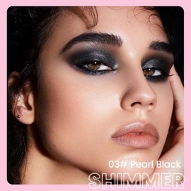 Kaely 2in1 Cream Eye Shadow Brightener Sticks for Eyes, Pencil Eyeshadow Applicator Stick Waterproof Pigmented, Eye Shadow Palette Highlighter Makeup, sombras para ojos, 03 Pearl Black