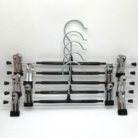 5-Pack Non-Slip Stainless Steel Pants & Clothes Hangers Premium Black