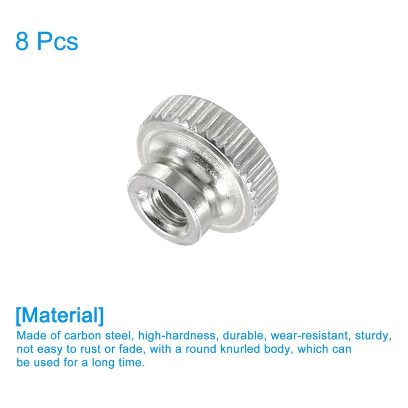 sourcing map Knurled Thumb Nuts, 8Pcs M4 Carbon Steel Nut