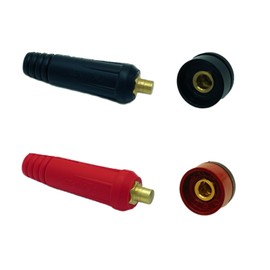 Welding Knight TIG Welding Cable Panel Connector Socket DKJ10-25 & DKZ10-25 100Amp-200Amp Quick Fitting DINSE-Style Black & Red 2-Set