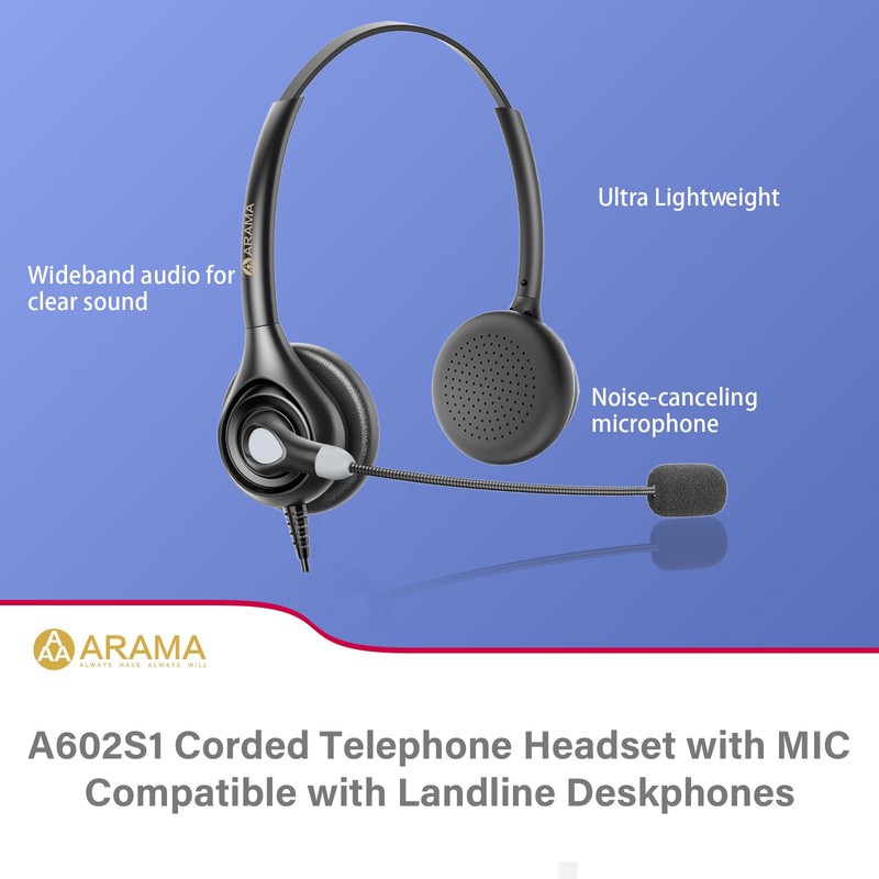 Arama Phone Headset for Office Phones for Polycom & Other