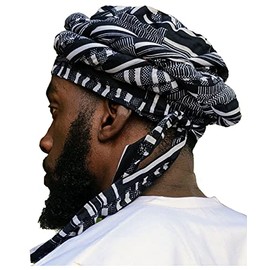 Dupsie's Pre-Tied Turban for Men, Black and White, One Size