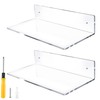Jansburg 12 Inch L-Shaped Acrylic Floating Shelf Wall Mounted Shelves