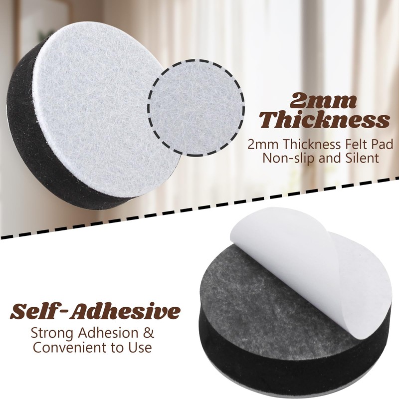 Kyuionty Self-Adhesive Furniture Risers 4Pcs, Round Adds 1/2" Height, Black