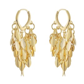 DCNREJGZ Cascading Leaf Dangle Earrings, Long Tassel Drop Design, Chandelier Style
