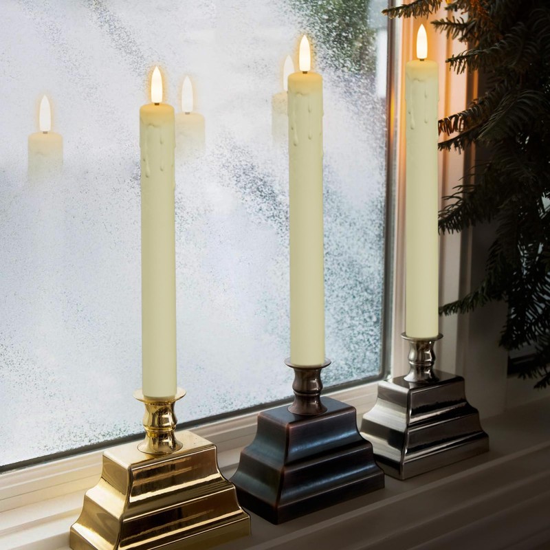 GenSwin Flameless Taper Candles with Remote Timer, 6Pcs Drip Wax