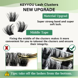 Lash Clusters 96pcs Individual Lashes Y22 D Curl 14mm Eyelash Clusters KEYYOU Volume Wispy Lash Extension Soft&Comfortable Easy DIY at Home(Y22,D-14mm)