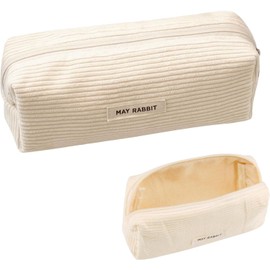 ICKEYOU Pencil Case Corduroy Fabric Girls Teenager Pencil Case Pencil Case Stationery Organiser Bag Large Storage Capacity Pencil Case for School Office, White, Pencil case