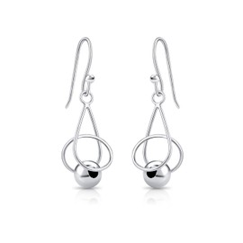 DTPSilver - 925 Sterling Silver Rodium Plated Twisted Dangling Earrings with Ball
