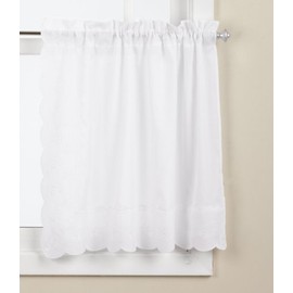 Lorraine Home Fashions Candlewick Tier Curtain Pair, 60 by 24-Inch, White