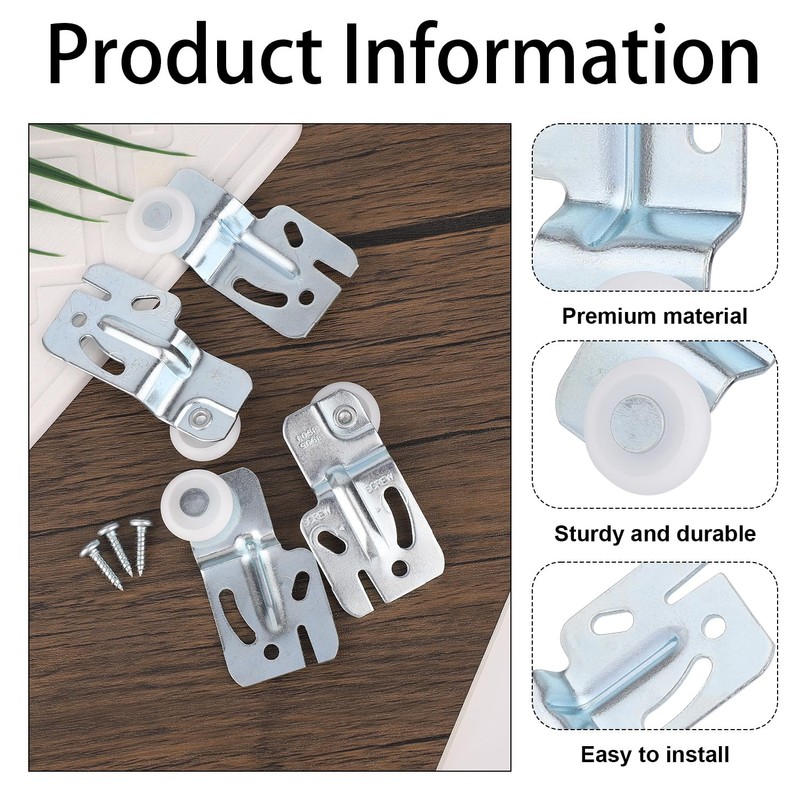 8pcs Sliding Closet Door Roller Hardware Kit, Top Hung Bypass