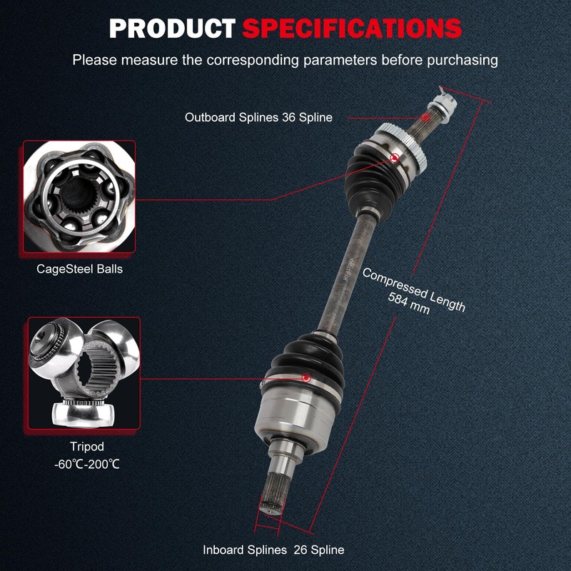CV Axle 66-7333 for Volkswagen Bora/CC/Golf 05-2019 Front Left FWD