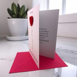 Happy Anniversary To My Amazing Wife Greetings Card - Hand Finished with 3D Heart Embellishment - Includes Pink Envelope - Made in the UK