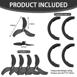Pack of 4 Accessories Compatible with DJI Avatar 2, Propeller Protection Compatible with Avata, 2.2 Pairs of Spiral Blades, Compatible with DJI Avata 2 Fly More Combo Accessories (Black)