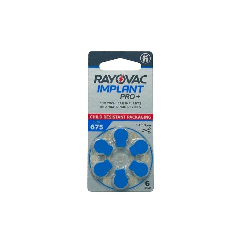 Rayovac Cochlear Implant Pro+ Batteries | Size 675 (60 Pack)