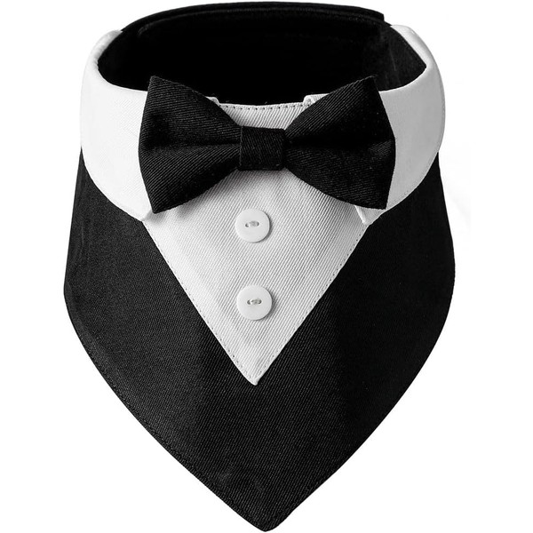 HDGDT Dog Tuxedo Collar with Bow Tie – Adjustable Wedding