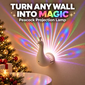 Peacock Projector Night Light for Bedroom – 9-Mode Remote Control Colorful Wall Lamp & Christmas Gift for Her