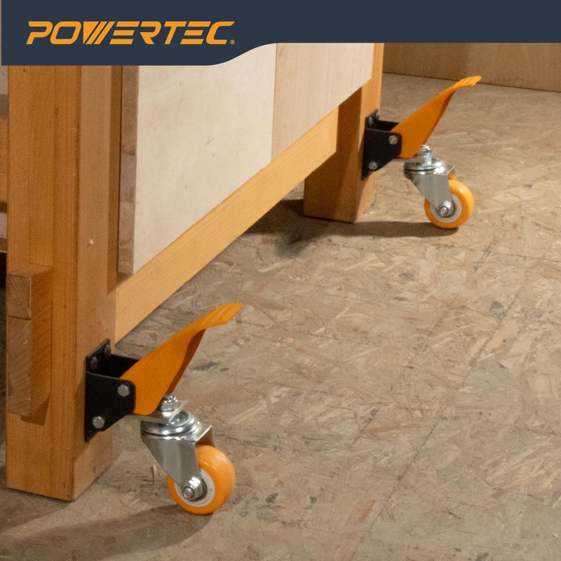 POWERTEC 2-1/2" Workbench Caster Kit – Set of 4 Retractable