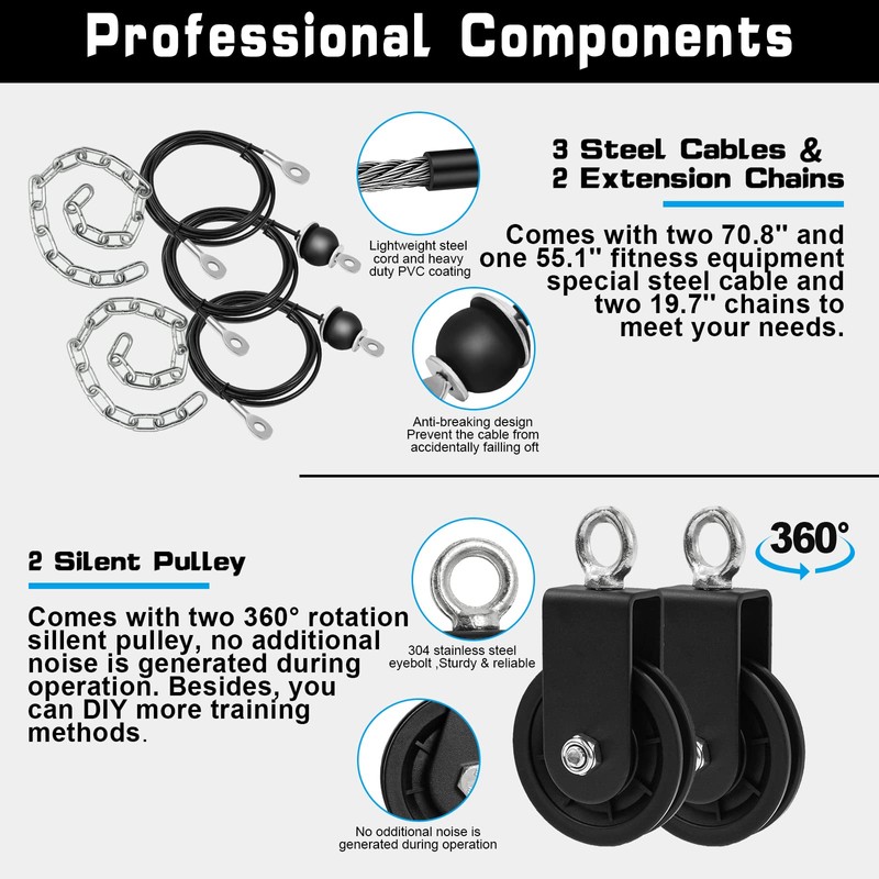 SERTT Weight Cable Pulley System Gym, Upgraded Cable Pulley Attachments