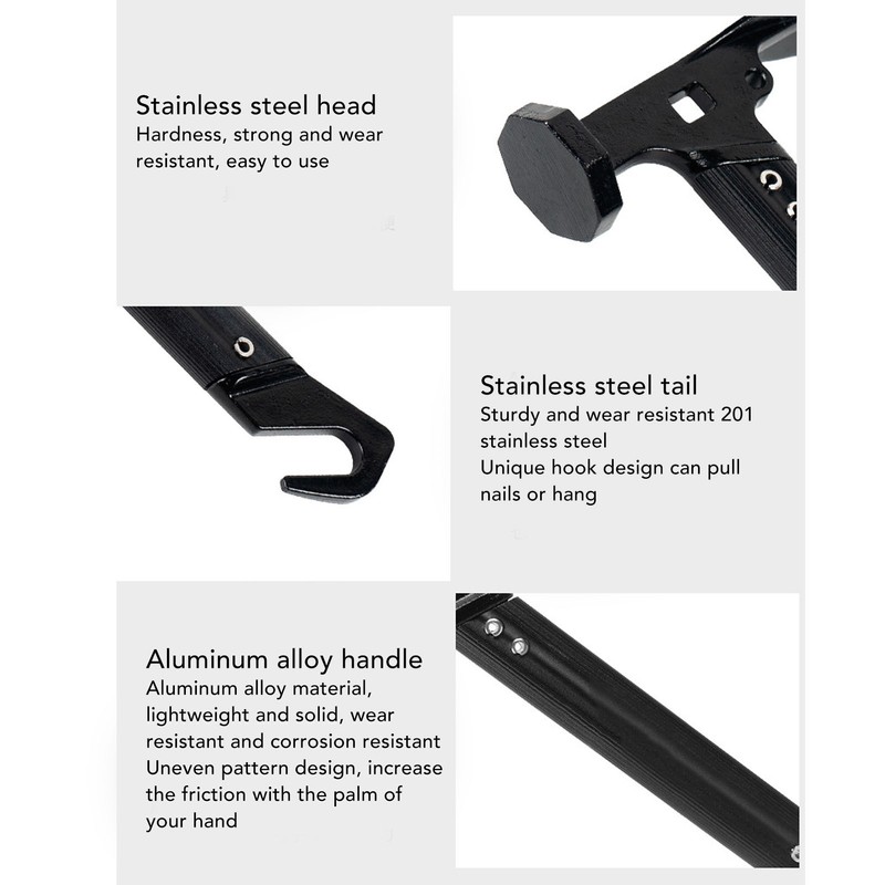 Camping Hammer Stainless Steel Head Multifunction Lightweight Ground Nail Hammer