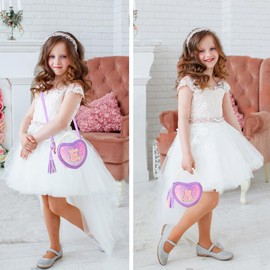 Luchike Birthday Purse Gifts for Little Girls - Girls Heart Purse Kids Crossbody Bag Toddler Purse for Christmas Gift Purple M