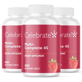 Celebrate Vitamins Multi-Complete Chewables, 45mg Iron – Daily Bariatric Multivitamin for Sleeve Gastrectomy and Gastric Bypass Surgery Patients – Essential Vitamins & Minerals - Berry (180 Tablets)