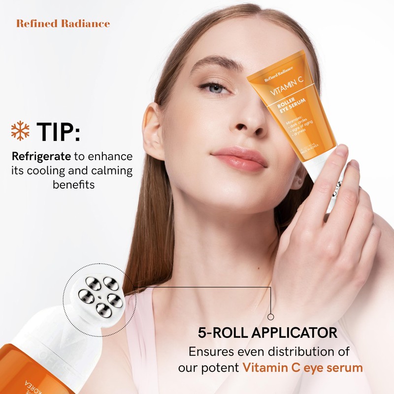 Refined Radiance Vitamin C Eye Roller – Dermatologist Tested, Anti-Aging,