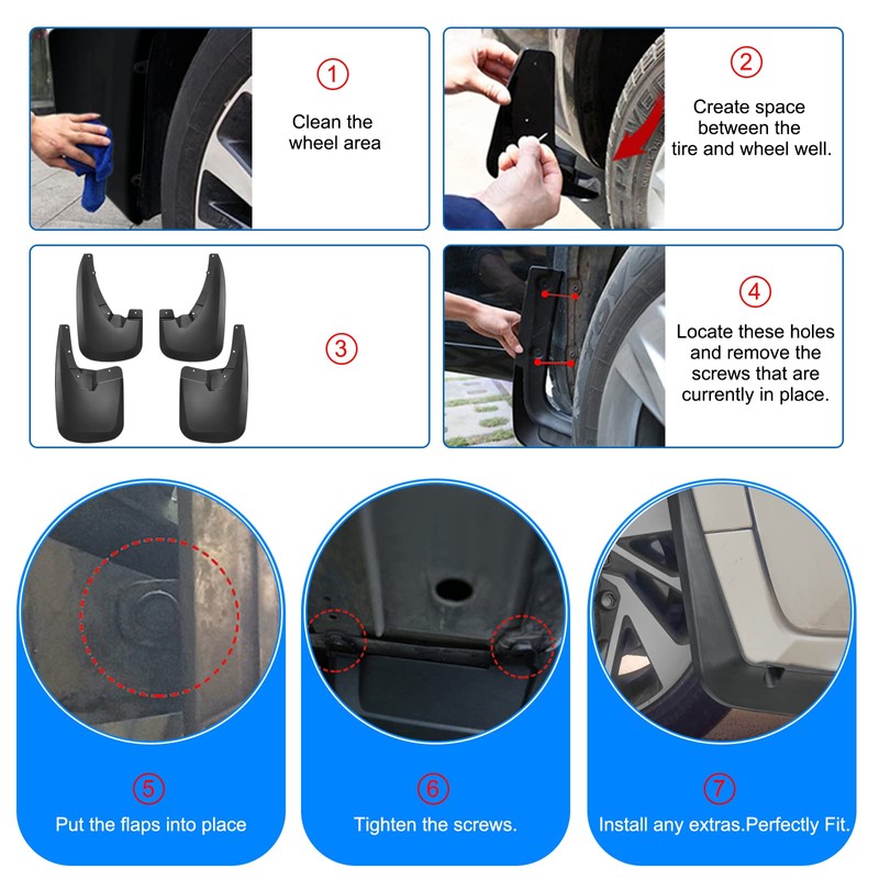 BDFHYK Mud Flaps Splash Guards 4PCS Front & Rear Side