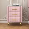 Merax Nightstand with 3 Storage Drawers, Upholstered Wood Bedside End