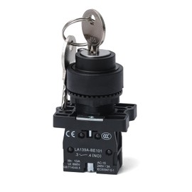 APIELE 22MM 3 Position Momentary Rotary Key Switch 1NO+1NO LA139A-EG53 (3 Position Momentary)