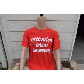NEW Attention Kmart Shoppers Employee Tee T shirt MED  GILDAN HEAVY COTTON RED