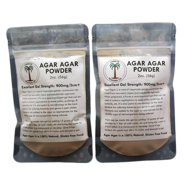 Agar Agar Powder 2 Ounces (2 pack) - Excellent Gel Strength