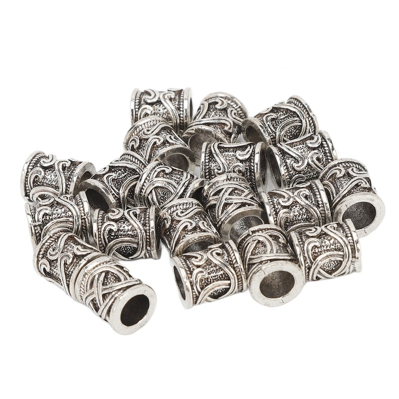 20PCS Beard Beads Retro Alloy Multipurpose Hair Tube Beads for