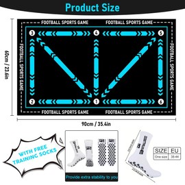 Football Mat, 60 x 90 cm Football Step Training Mat with Football Socks, Football Mat Training Children, Non-Slip Football Mat, Ball Control, Football Training Accessories for Football Lovers