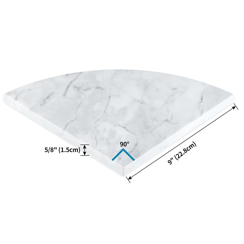 Sanbege 9" Marble Stone Corner Shelf Polished, Wall Mounted Shower