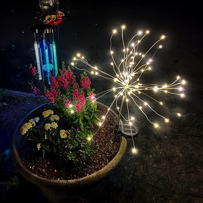 FOOING 4 Pcs Solar Garden Lights Solar Firework Lights, 480