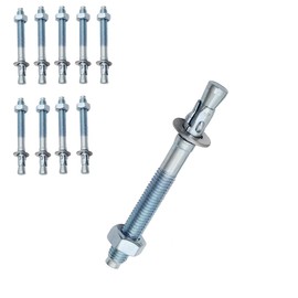 3/8 inch x 3 inch (M10x80mm) Zinc Plated Wedge Anchors, Heavy Duty Fastener for Concrete, 10pcs