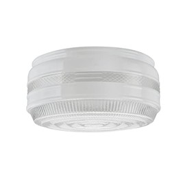 Aspen Creative 23605-01, 8" Clear And White Drum Replacement Glass Shade For Ceiling Fixture, 8-3/4"Dia x 4"H/Fitter 8"