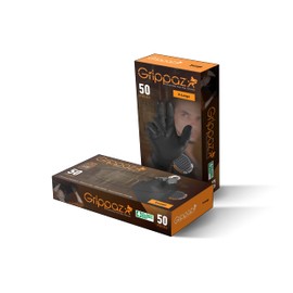 PIP Grippaz 6 Mil Nitrile Disposable Gloves 50-Pack, Fish Scale Grip, Chemical & Oil Resistant, Black, X-Large (G21071-XL50BL)