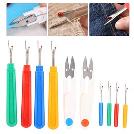 Juego de pinzas de desgarrador de costura colorido de 10 piezas - Tijeras de 2 piezas + Desgarrador de costura de 8 piezas Herramienta de pinza de tijera de corte de hilo para quitar el hilo